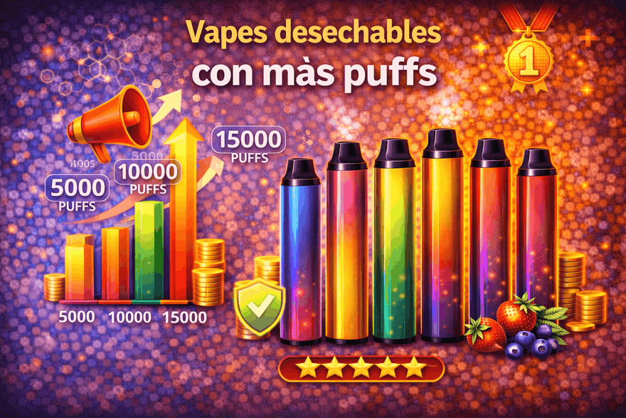 Vapes desechables con más puffs en La Vapería 5000 10000 15000